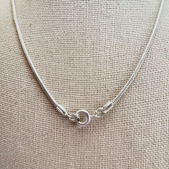 Sterling Silver 925 Freeform Scroll Design Pendant Necklace Size 17.5" Length - Picture 7 of 10